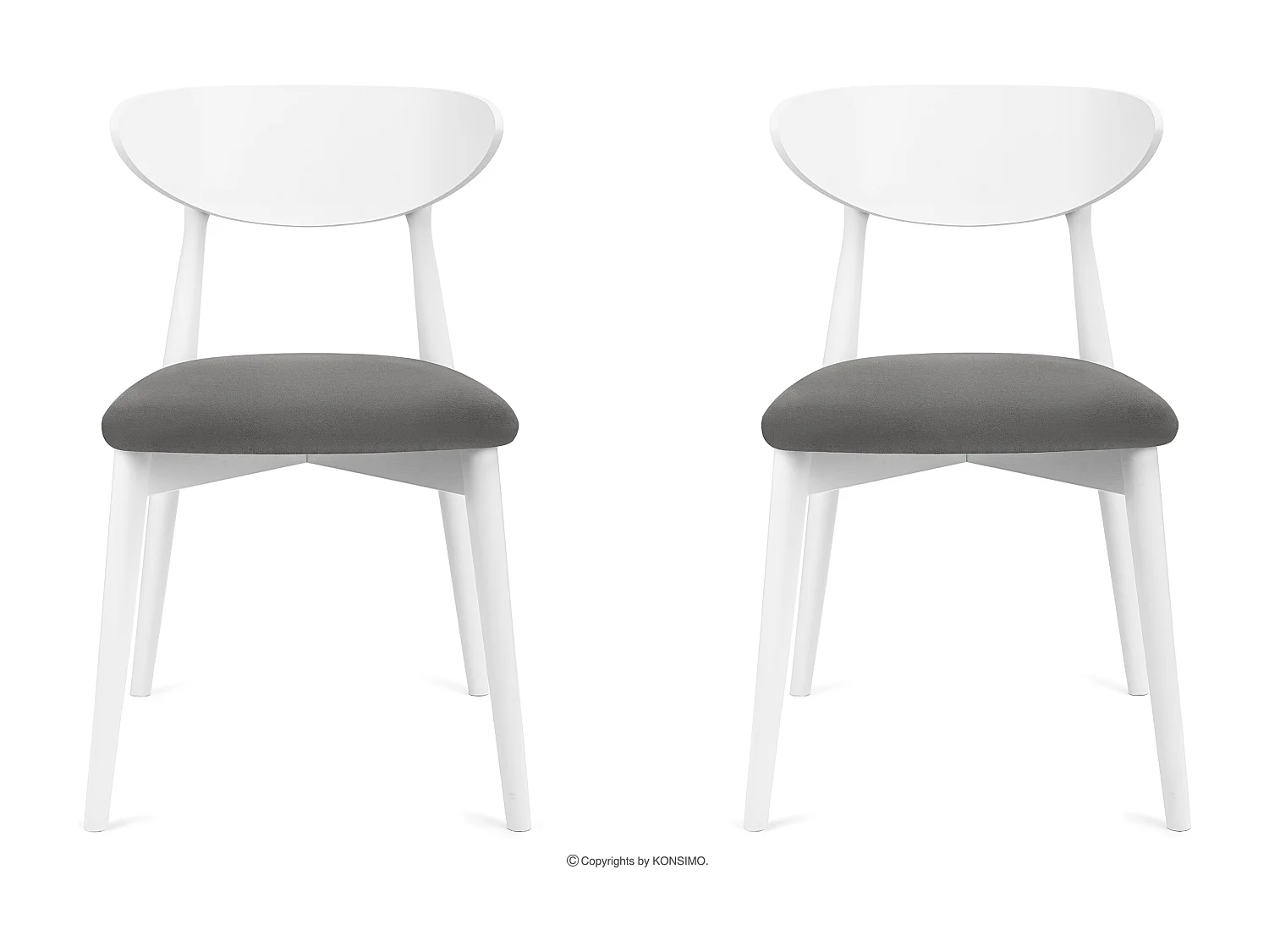 2er Set Esszimmerstühle - Gestell aus Massivholz - Veloursitz - grau - RABI