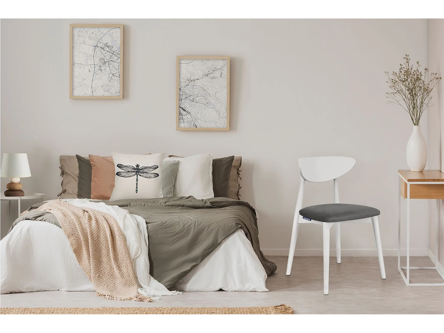 2er Set Esszimmerstühle - Gestell aus Massivholz - Veloursitz - grau - RABI