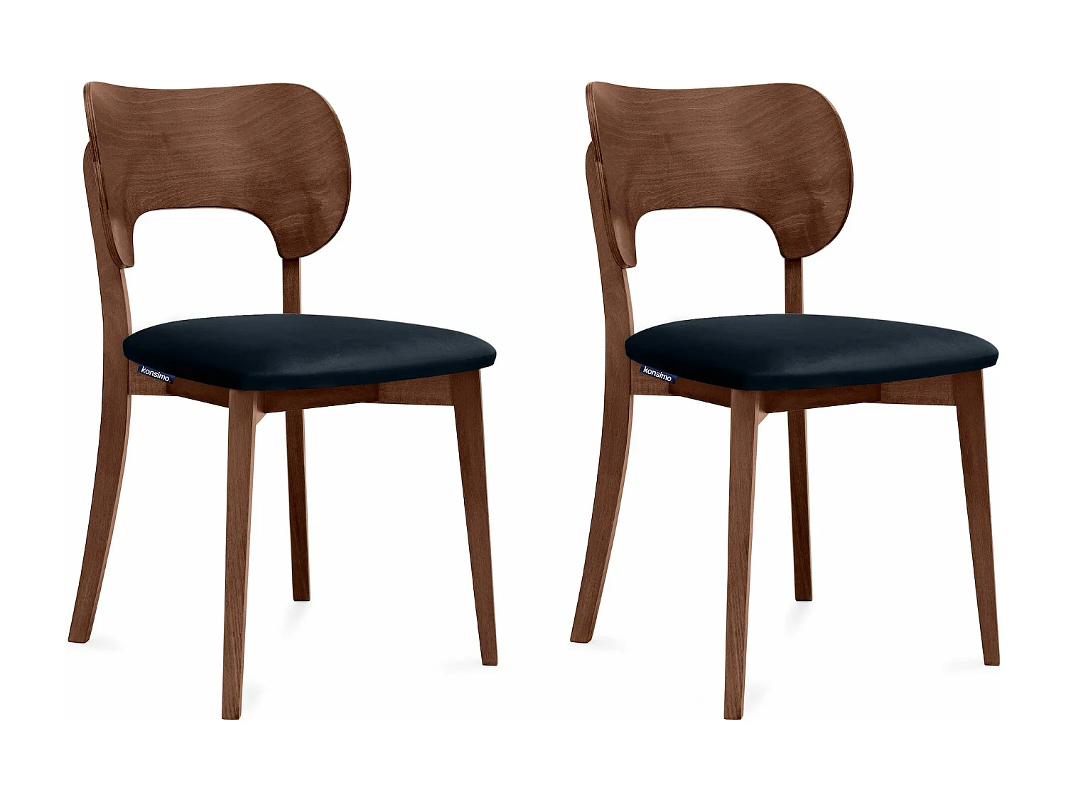 Esszimmerstühl 2 St - Gestell aus Massivholz - Veloursitz - blau - LYCO