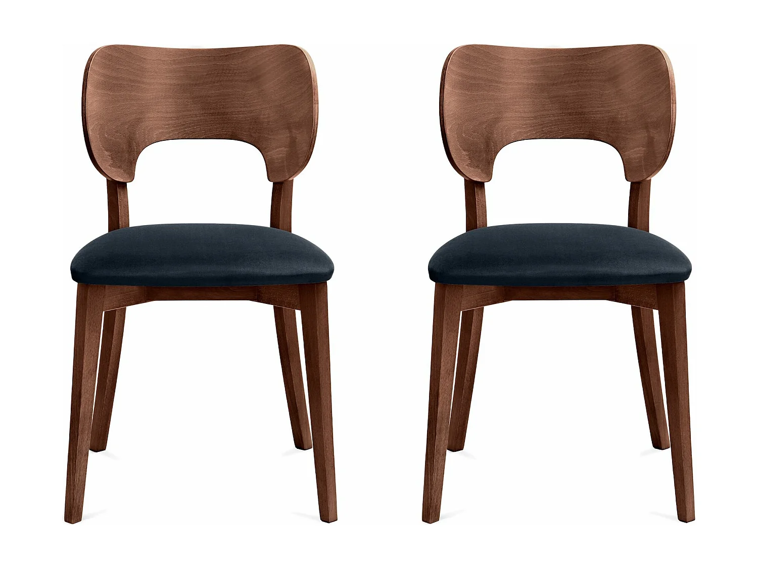 Esszimmerstühl 2 St - Gestell aus Massivholz - Veloursitz - blau - LYCO