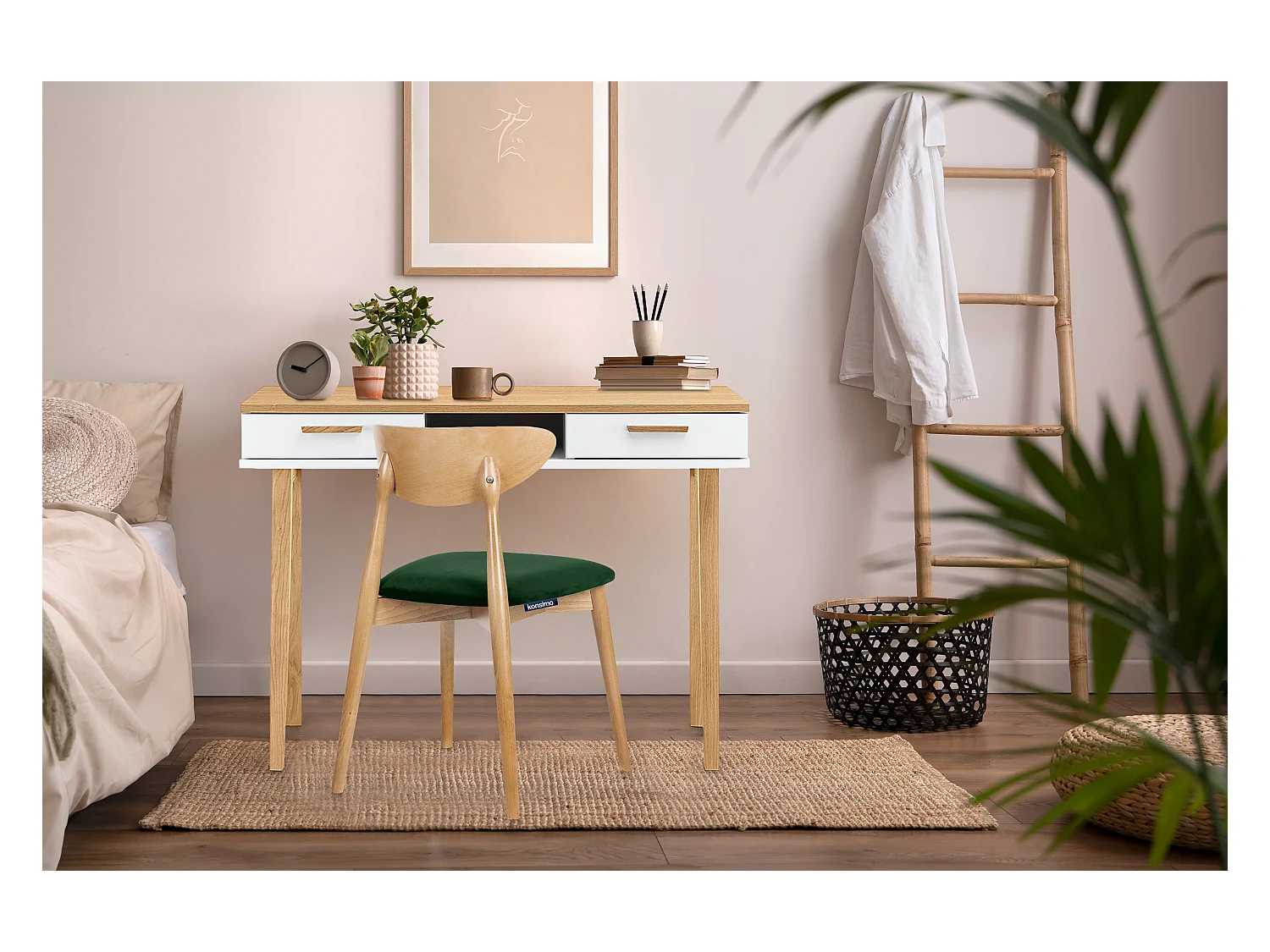 2er Set Esszimmerstühle - Gestell aus Massivholz - dunkelgrün - RABI