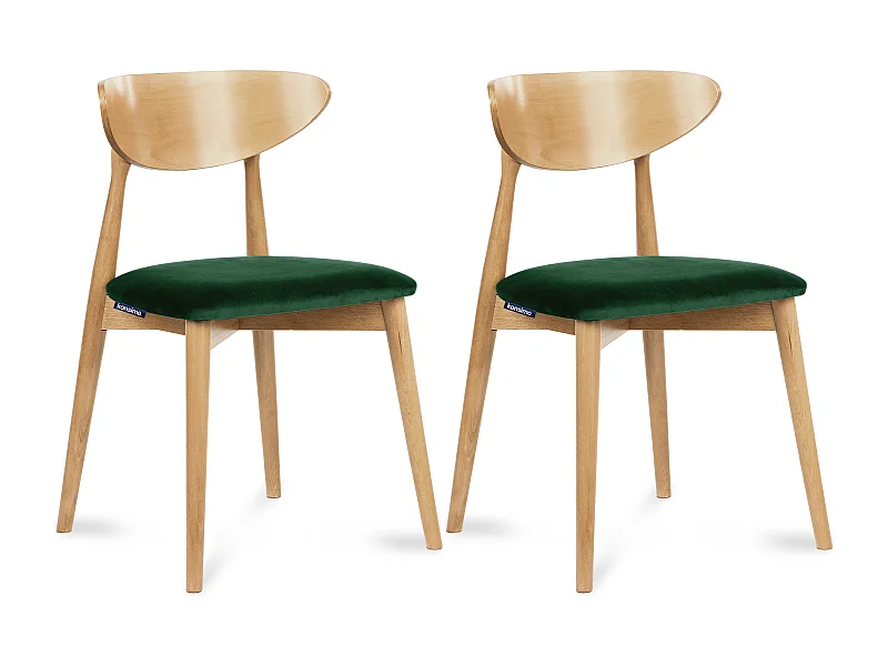 2er Set Esszimmerstühle - Gestell aus Massivholz - dunkelgrün - RABI