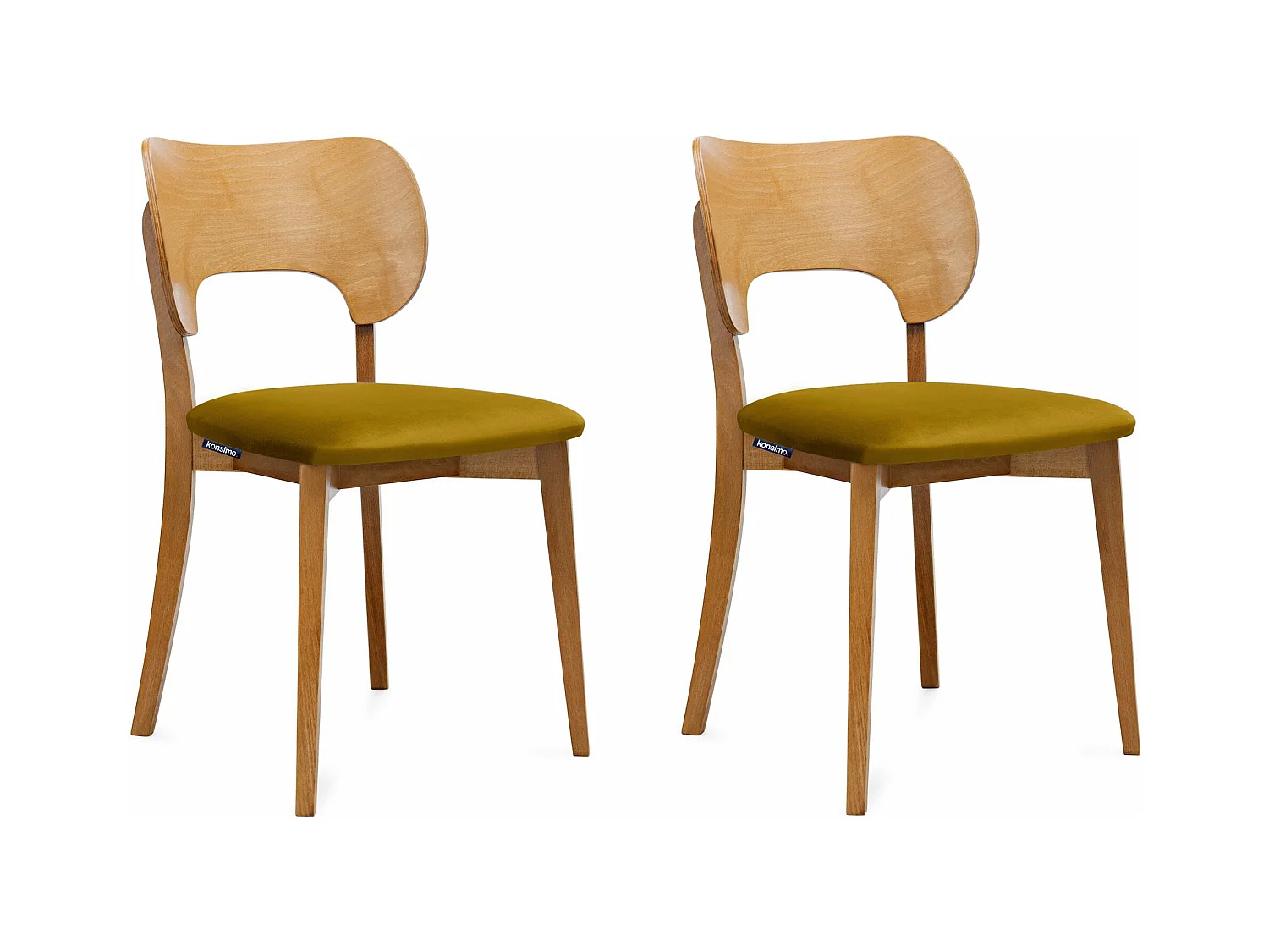 Esszimmerstühl 2 St - Velours-Sitz - Gestell aus Massivholz - gelb - LYCO