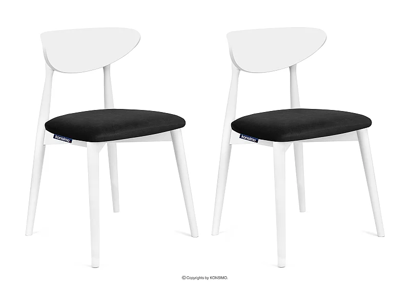 2er Set Esszimmerstühle - Gestell aus Massivholz - Veloursitz - Schwarz - RABI