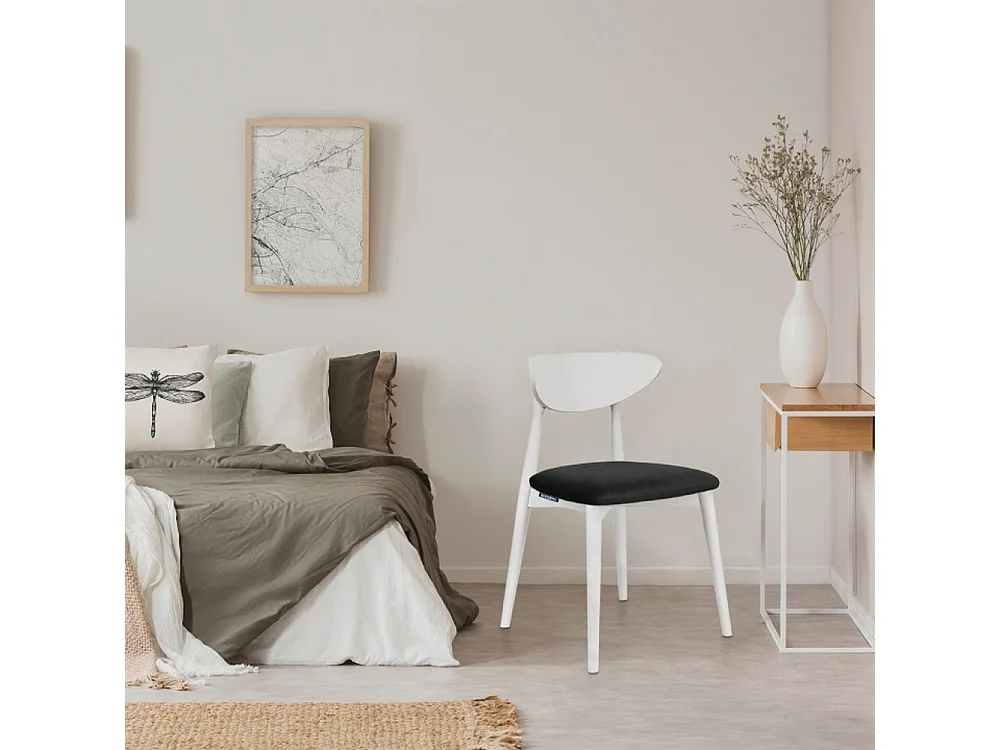 2er Set Esszimmerstühle - Gestell aus Massivholz - Veloursitz - Schwarz - RABI