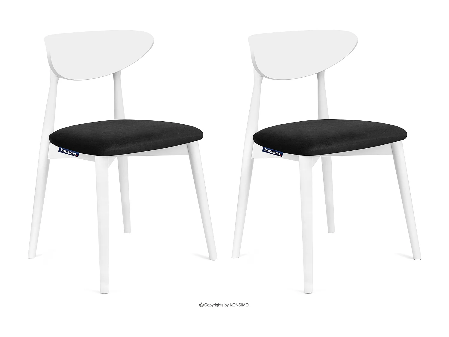 2er Set Esszimmerstühle - Gestell aus Massivholz - Veloursitz - Schwarz - RABI