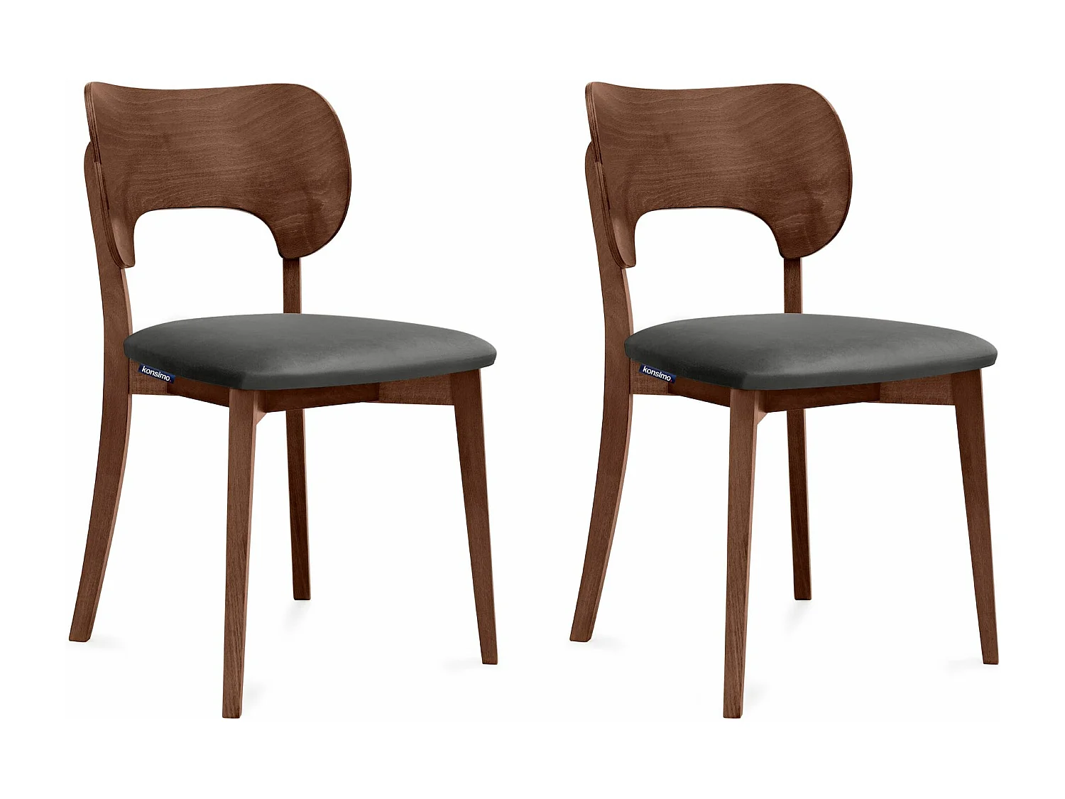 Esszimmerstühl 2 St - Gestell aus Massivholz - Veloursitz - grau - LYCO