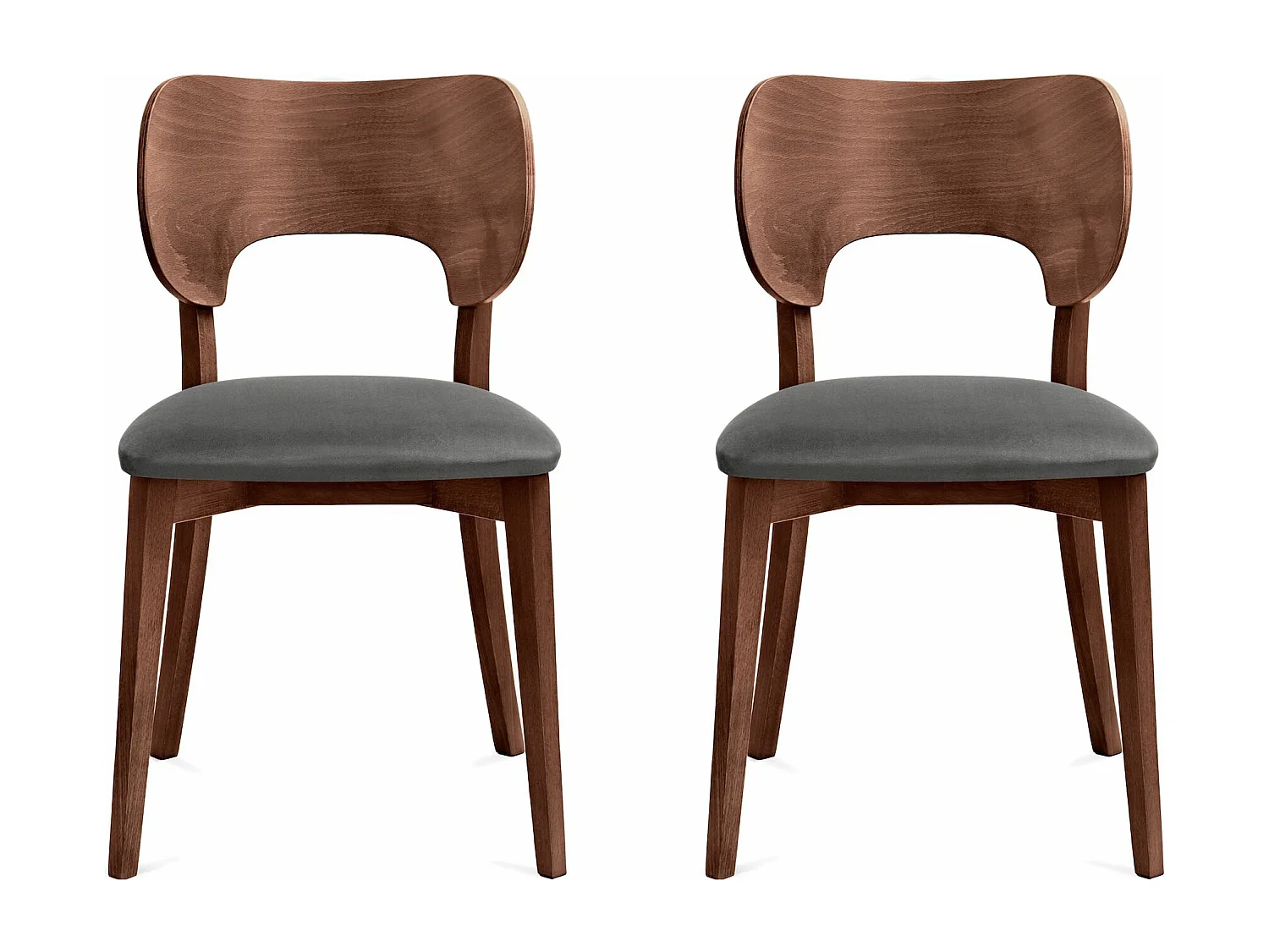 Esszimmerstühl 2 St - Gestell aus Massivholz - Veloursitz - grau - LYCO