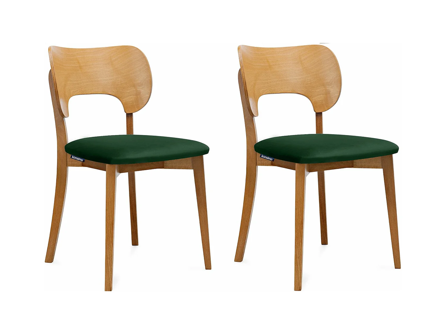 Esszimmerstühl 2 St - Velours-Sitz - Gestell aus Massivholz - dunkelgrün - LYCO