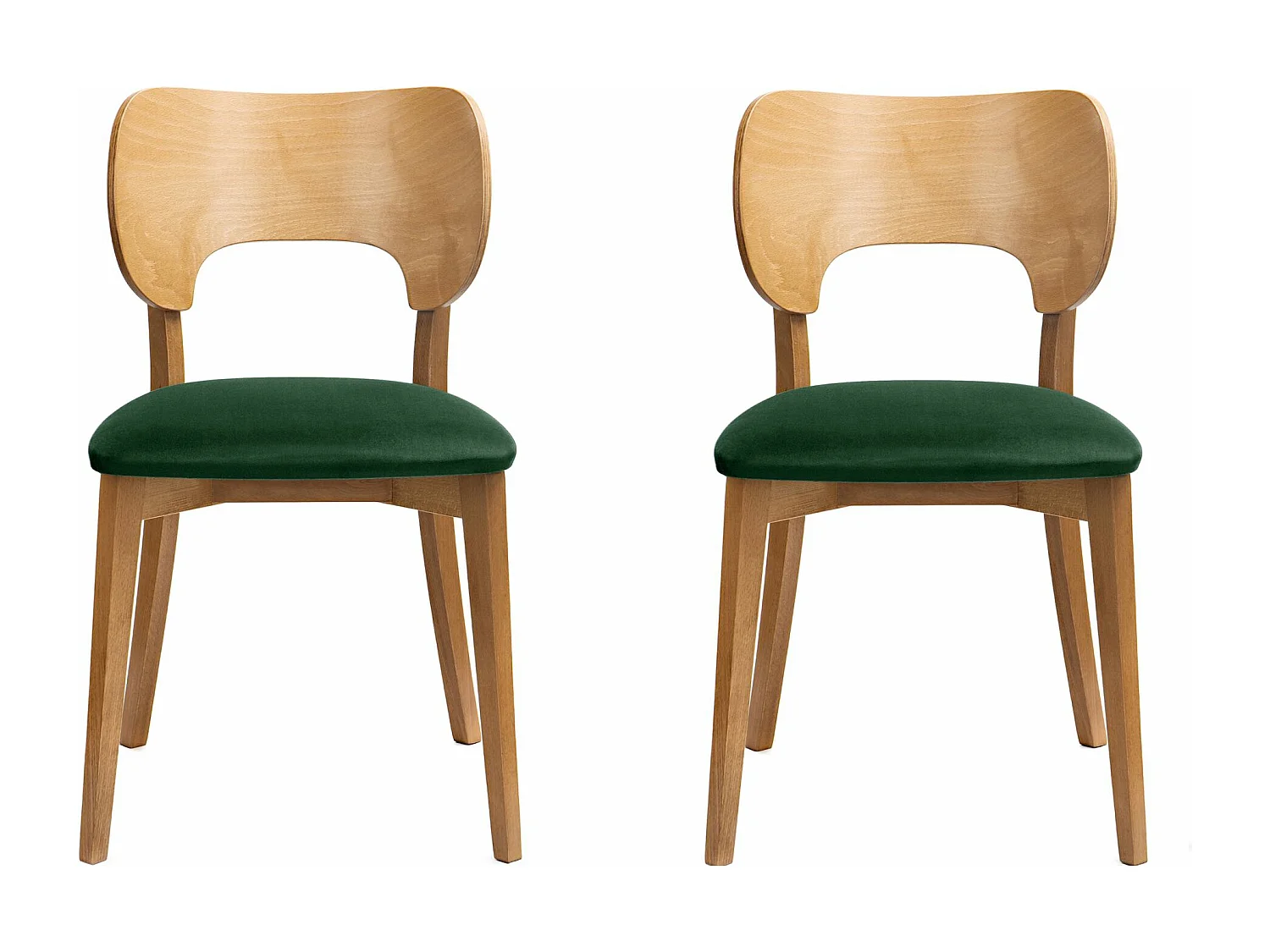Esszimmerstühl 2 St - Velours-Sitz - Gestell aus Massivholz - dunkelgrün - LYCO