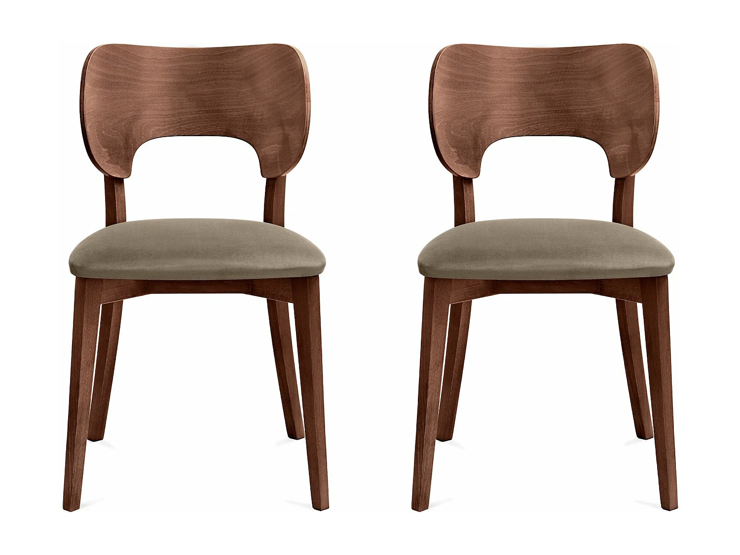 Esszimmerstühl 2 St - Gestell aus Massivholz - Veloursitz - beige - LYCO