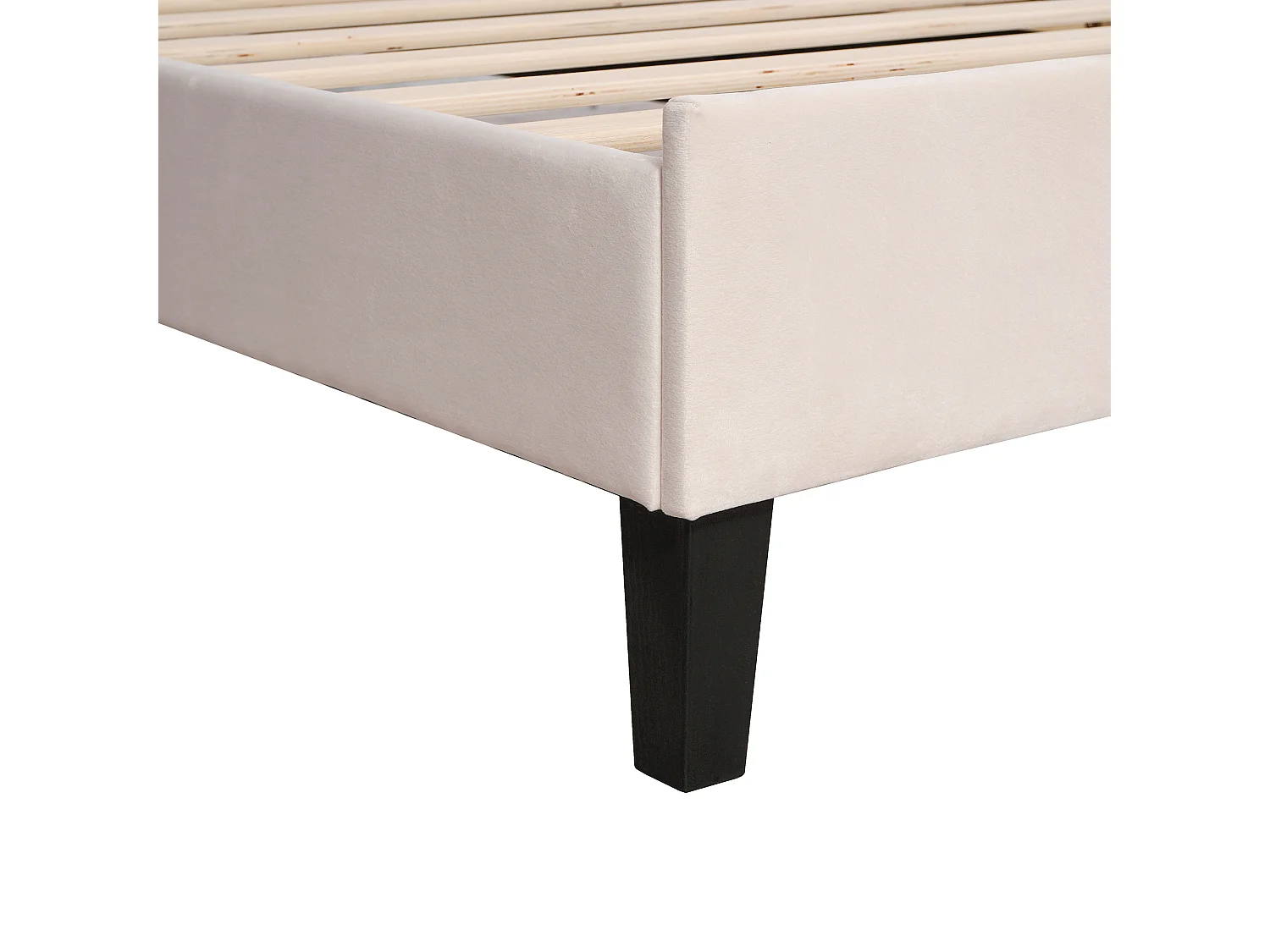 Muschelbett mit Kopfteil 90 x 200 cm in Samt, inklusive Lattenrost, beige