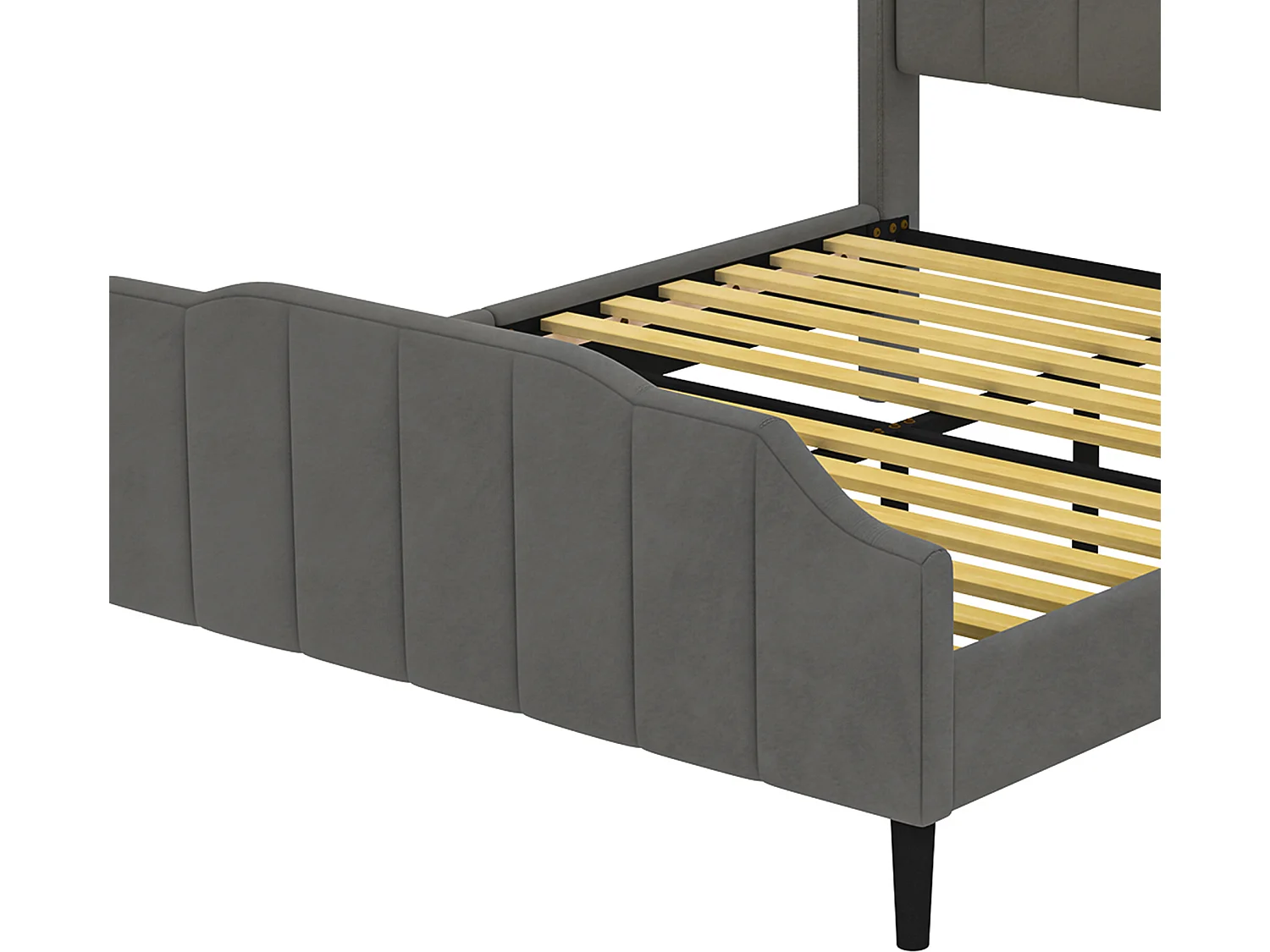Bed met hoofdeinde - 140 x 200 cm - fluweel - inclusief boxspring - kleur grijs