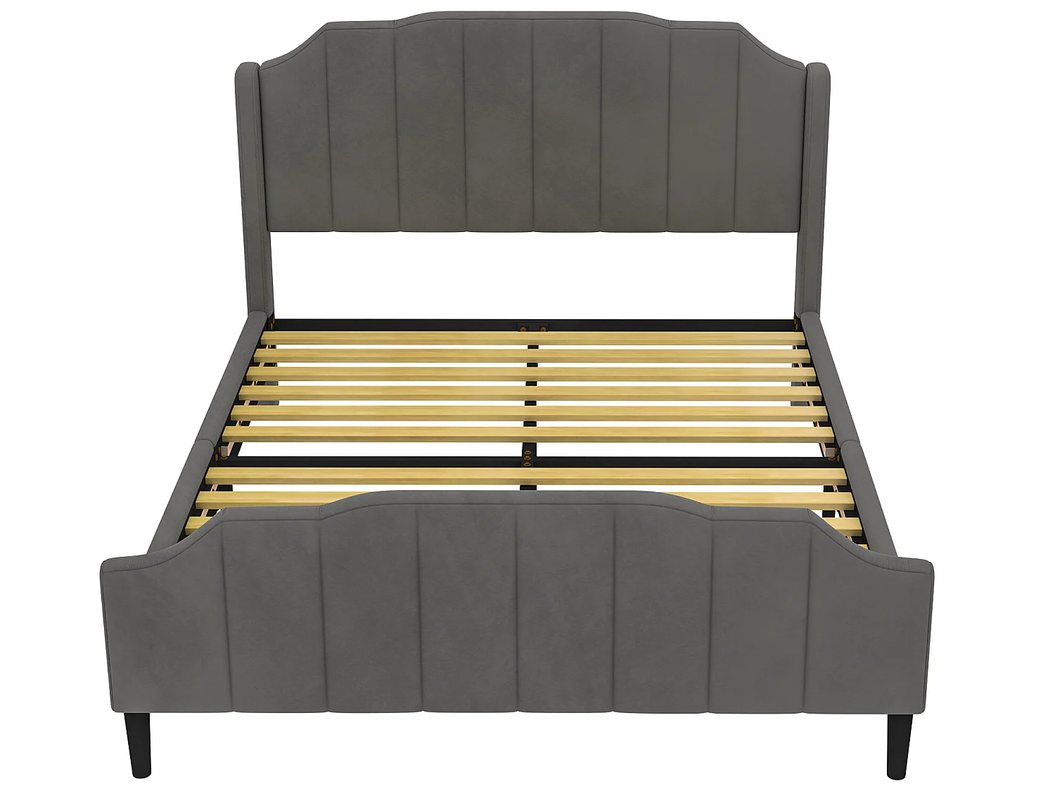 Bed met hoofdeinde - 140 x 200 cm - fluweel - inclusief boxspring - kleur grijs
