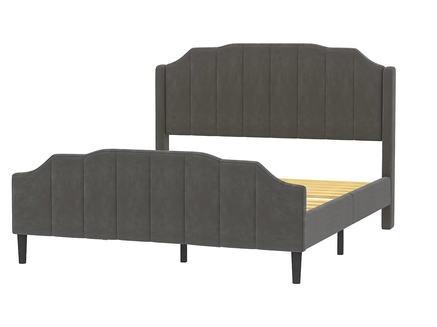 Bed met hoofdeinde - 140 x 200 cm - fluweel - inclusief boxspring - kleur grijs