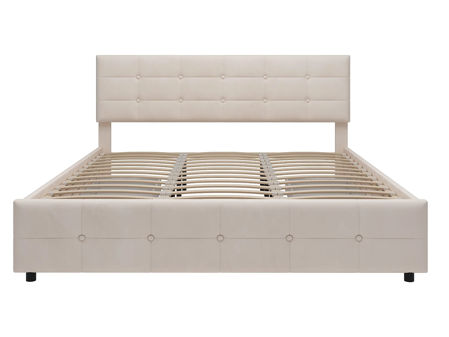 Bed met hoofdeinde en 4 laden - 180 x 200 cm - fluweel - elegante stijl - beige kleur