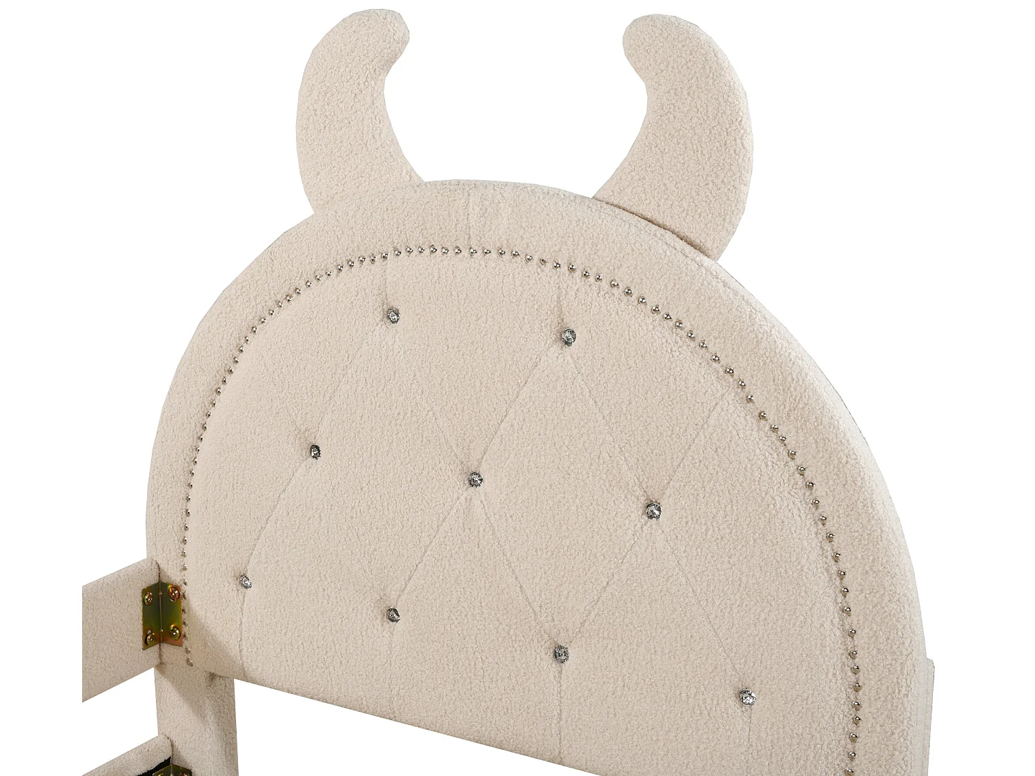 Bed met hoofdeinde - 90 x 200 cm - Franse badstof - inclusief boxspring - kleur beige