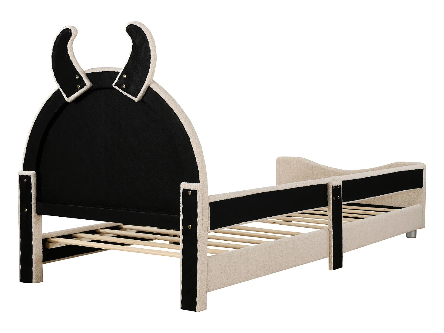 Bed met hoofdeinde - 90 x 200 cm - Franse badstof - inclusief boxspring - kleur beige