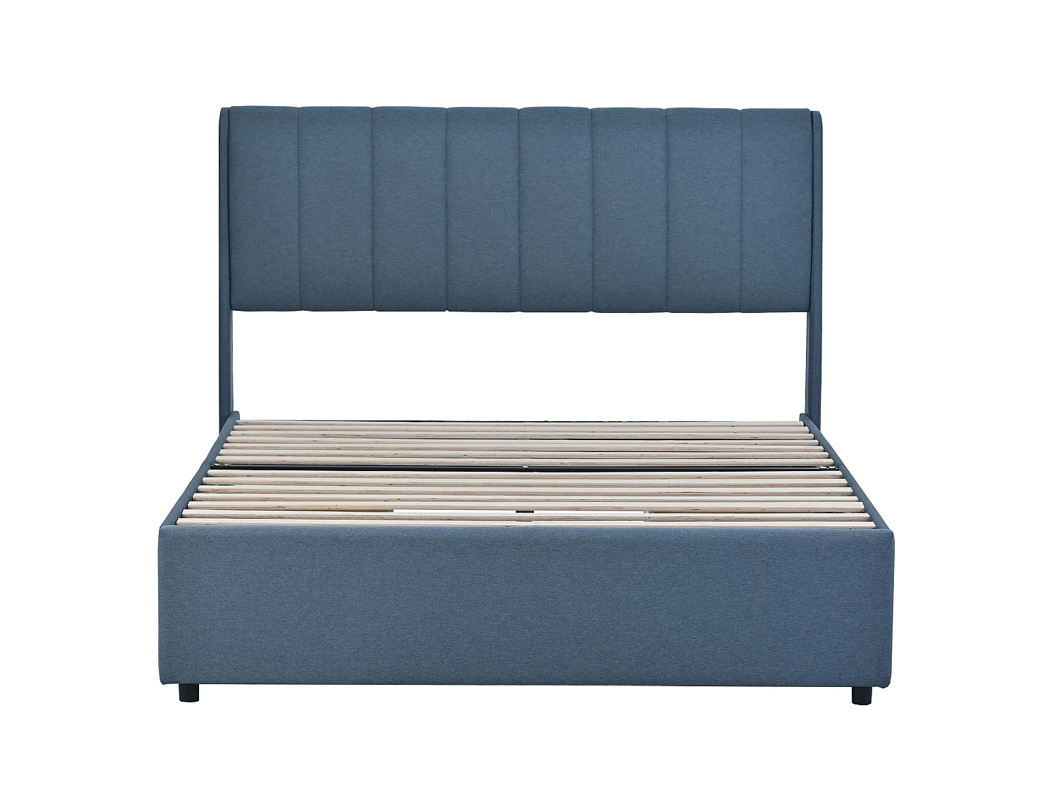 Bed met hoofdeinde - 140 x 200 cm - 4 lades - linnen stof - blauwe kleur