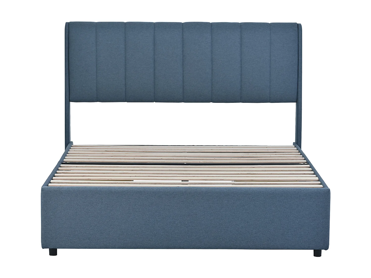 Bed met hoofdeinde - 140 x 200 cm - 4 lades - linnen stof - blauwe kleur