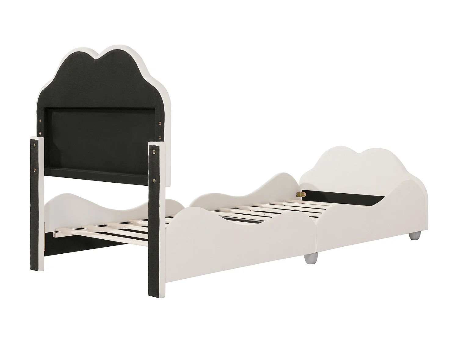 Bed met wolkvormig hoofdeinde 90 x 200 cm - fluweel - voor kinderen - beige kleur