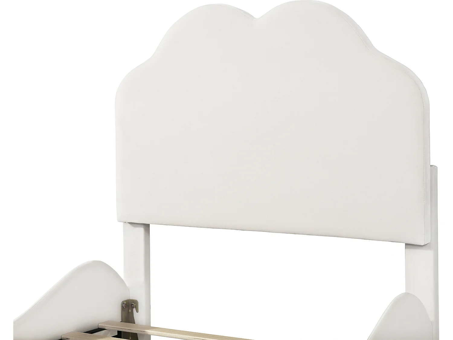 Cama con cabecero en forma de nube 90 x 200 cm - terciopelo - para niños - color beige