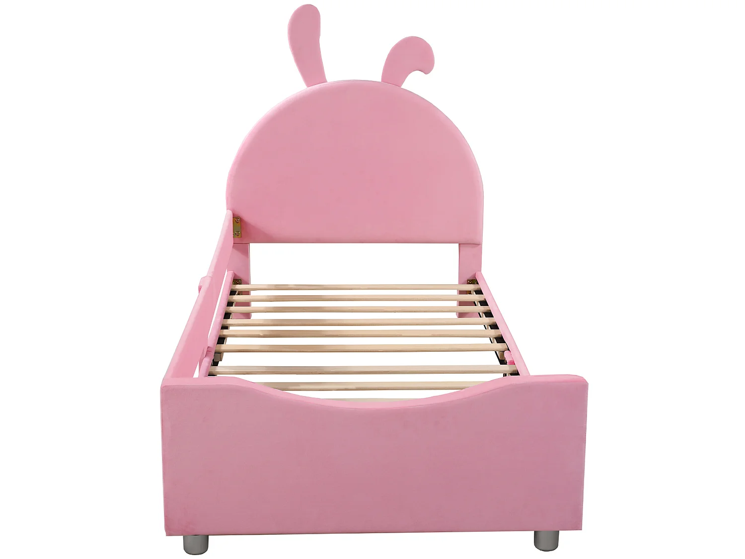 Bett mit Kaninchenkopfteil – 90 x 200 cm – mit Flanell gepolstert – inklusive Boxspringbett – rosa Farbe