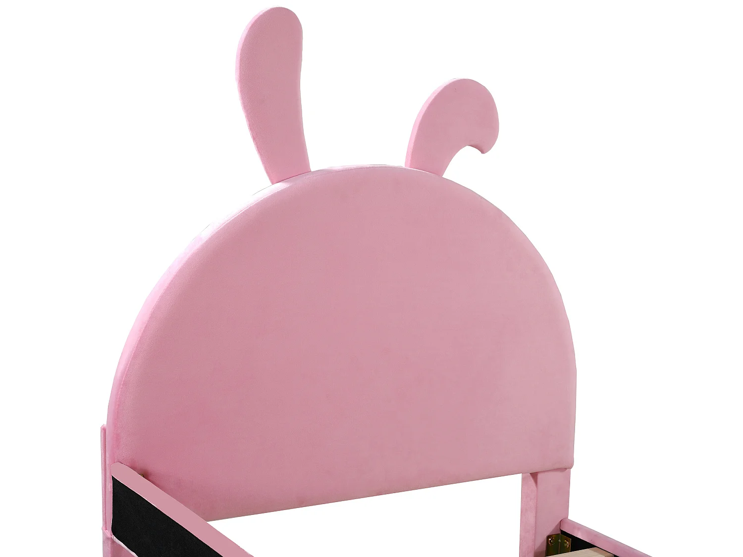 Bett mit Kaninchenkopfteil – 90 x 200 cm – mit Flanell gepolstert – inklusive Boxspringbett – rosa Farbe