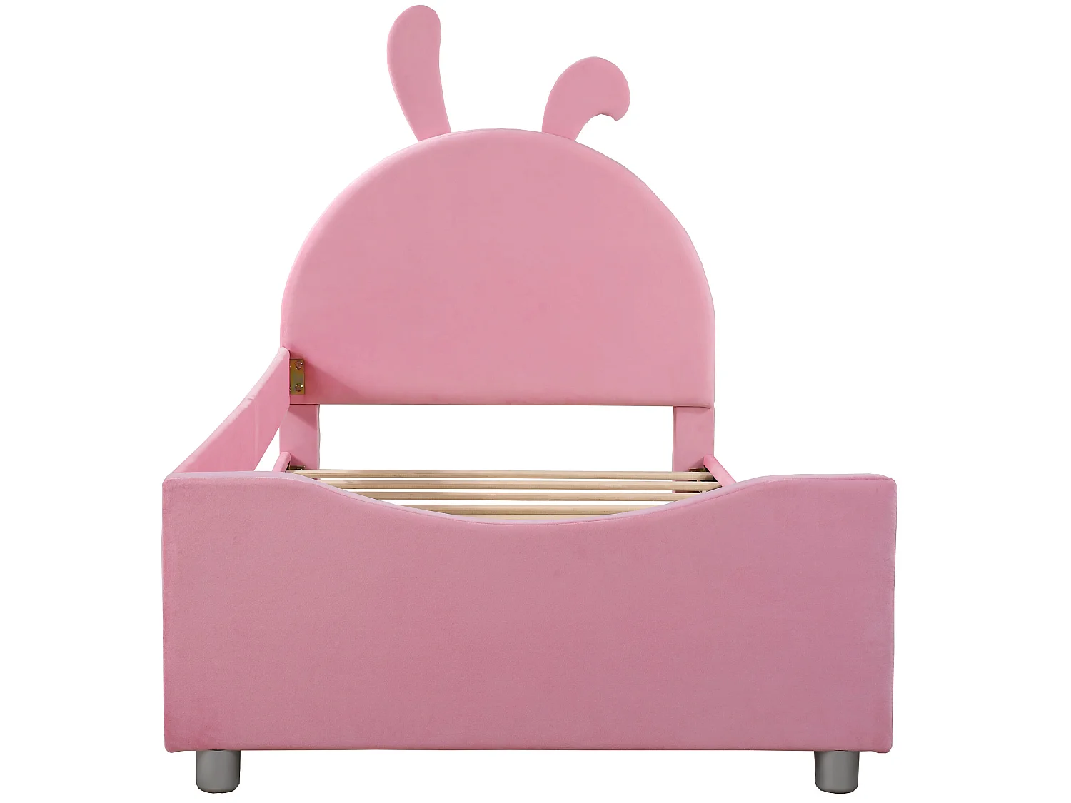 Bett mit Kaninchenkopfteil – 90 x 200 cm – mit Flanell gepolstert – inklusive Boxspringbett – rosa Farbe