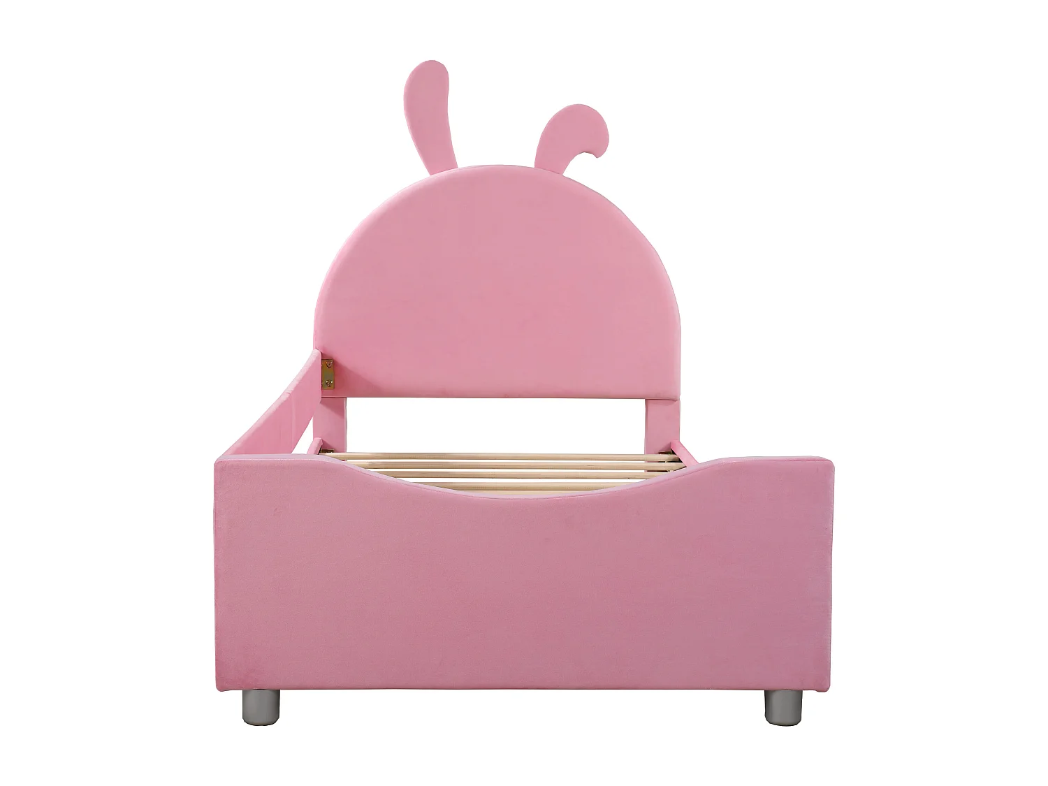 Bett mit Kaninchenkopfteil – 90 x 200 cm – mit Flanell gepolstert – inklusive Boxspringbett – rosa Farbe