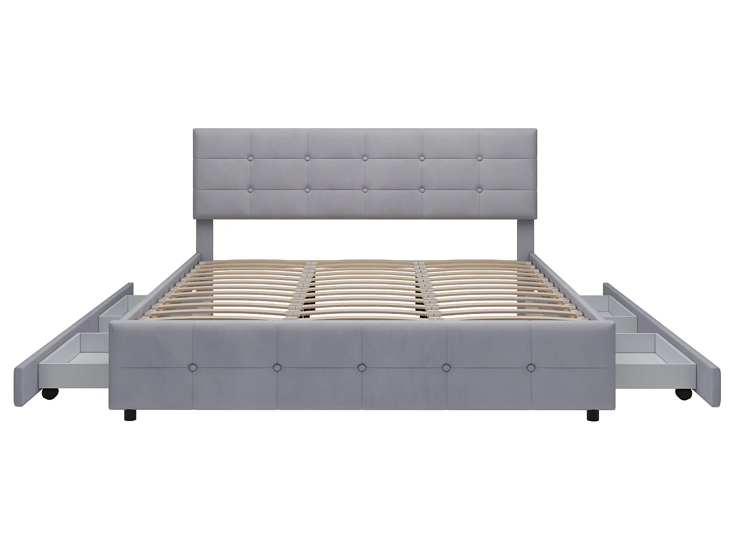 Bed met hoofdeinde en 4 laden - 180 x 200 cm - fluweel - elegante stijl - grijze kleur
