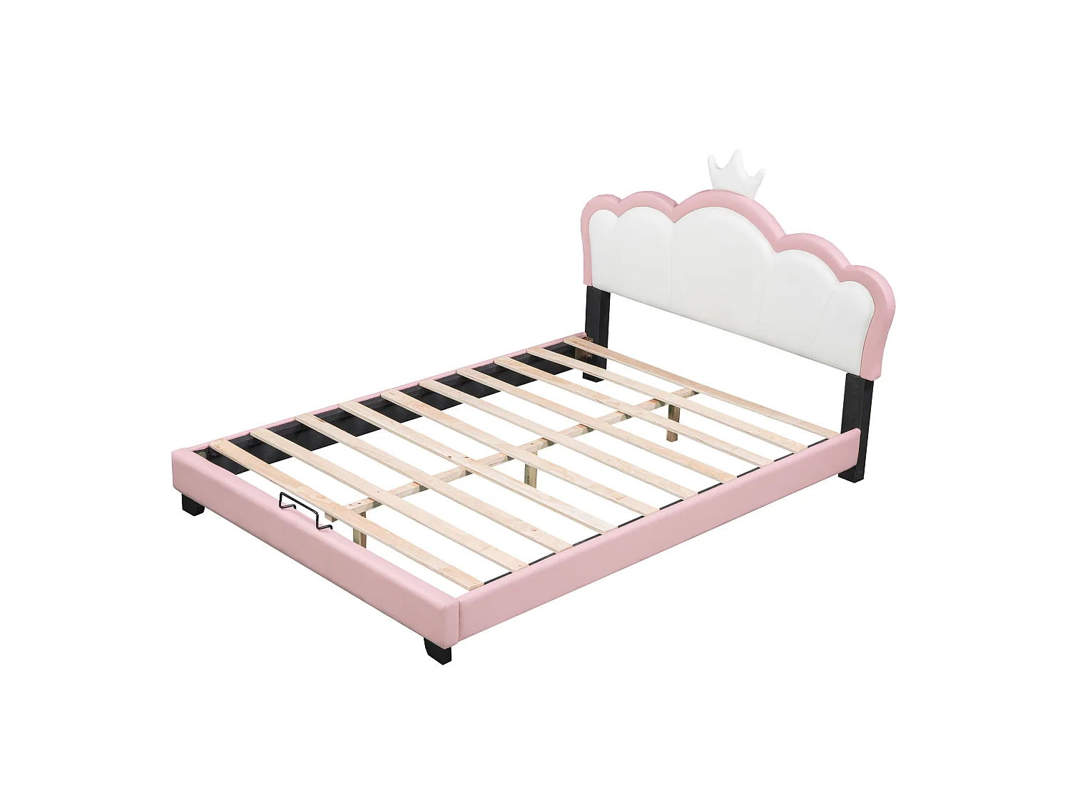 Letto con testiera a corona 140 x 200 cm - pelle PU - per bambini - colore rosa