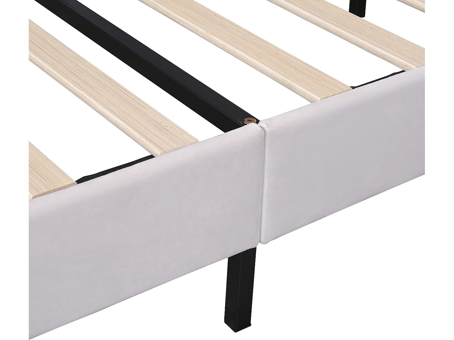 Lit coquillage avec tête de lit 140 x 200 cm en velours, sommier à lattes inclus, beige