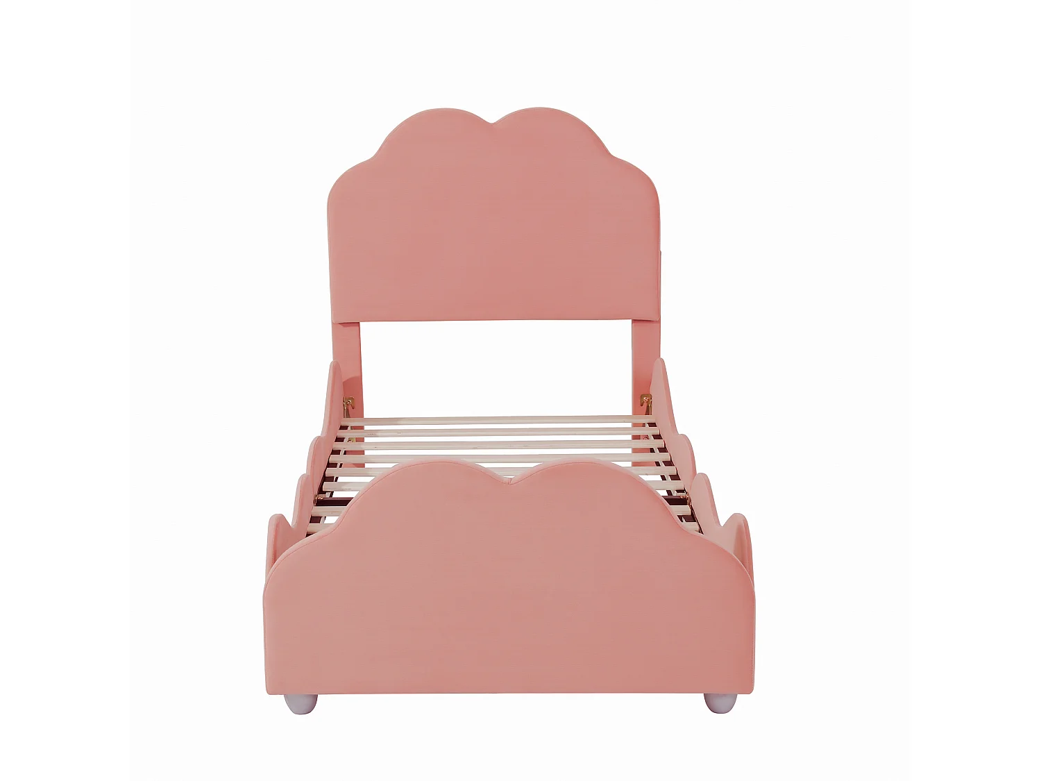 Letto con testiera a forma di nuvola 90 x 200 cm - velluto - per bambini - colore rosa