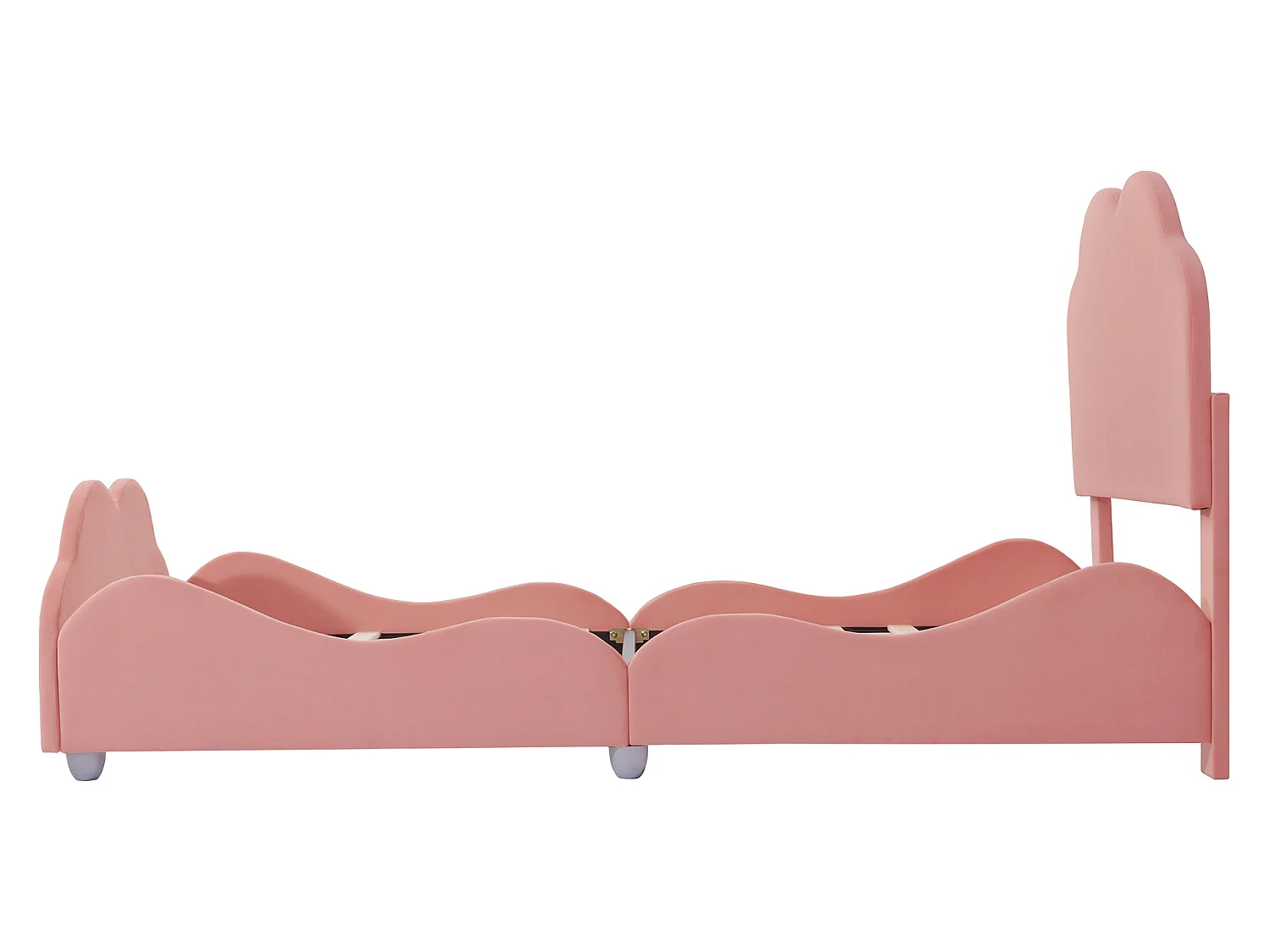 Letto con testiera a forma di nuvola 90 x 200 cm - velluto - per bambini - colore rosa