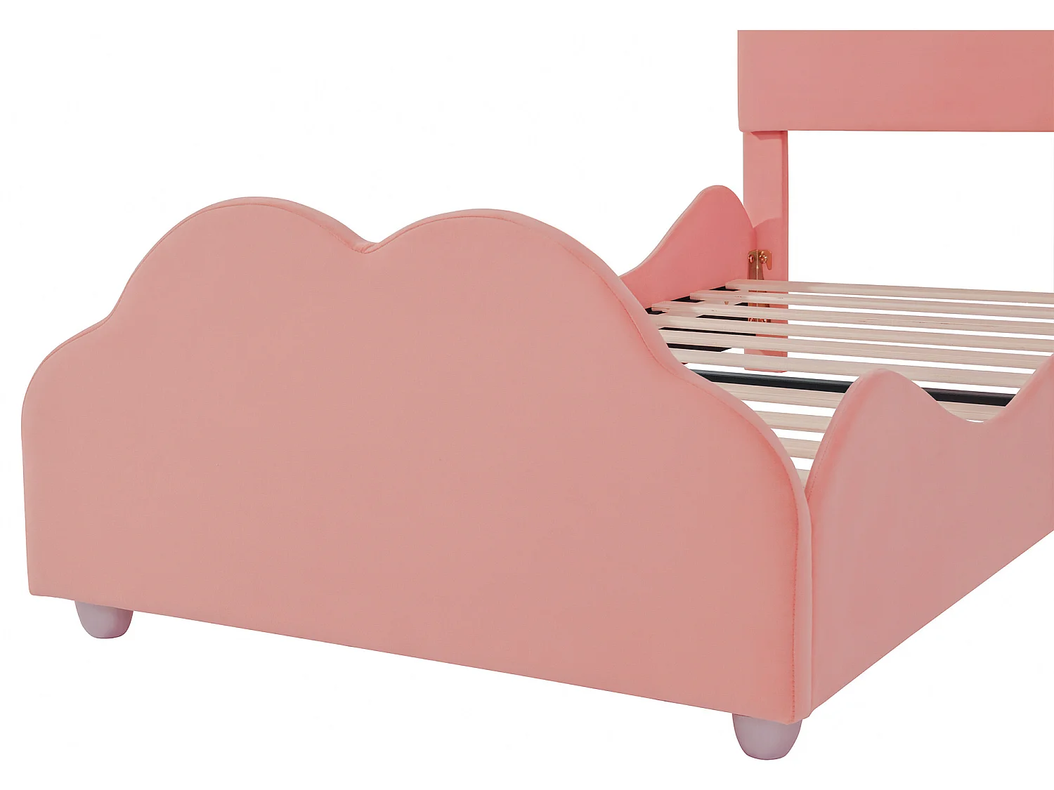Letto con testiera a forma di nuvola 90 x 200 cm - velluto - per bambini - colore rosa