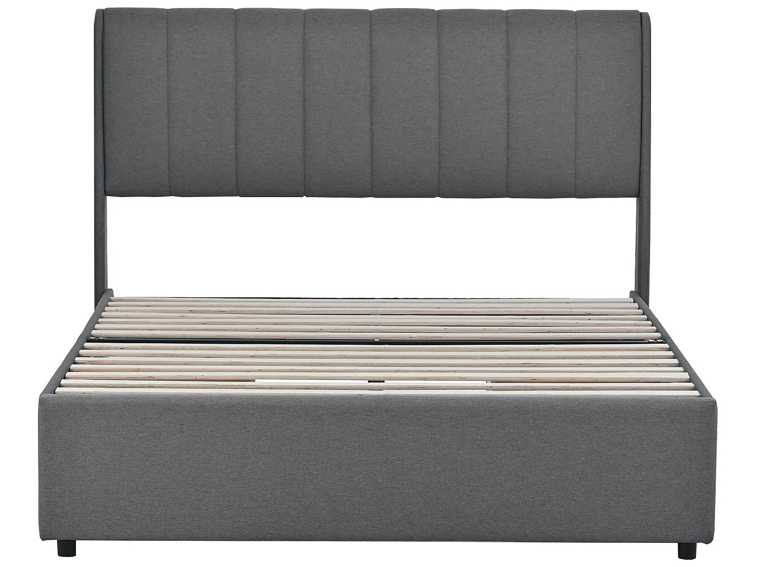 Bed met hoofdeinde - 140 x 200 cm - 4 lades - linnen stof - grijze kleur