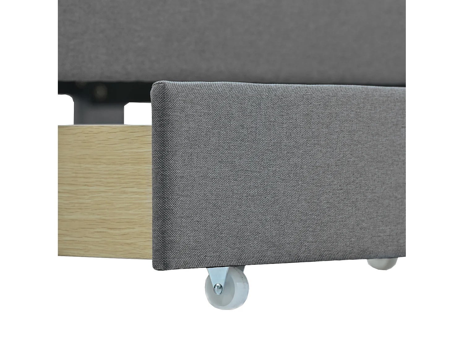 Cama con cabecero - 140 x 200 cm - 4 cajones - tejido de lino - color gris