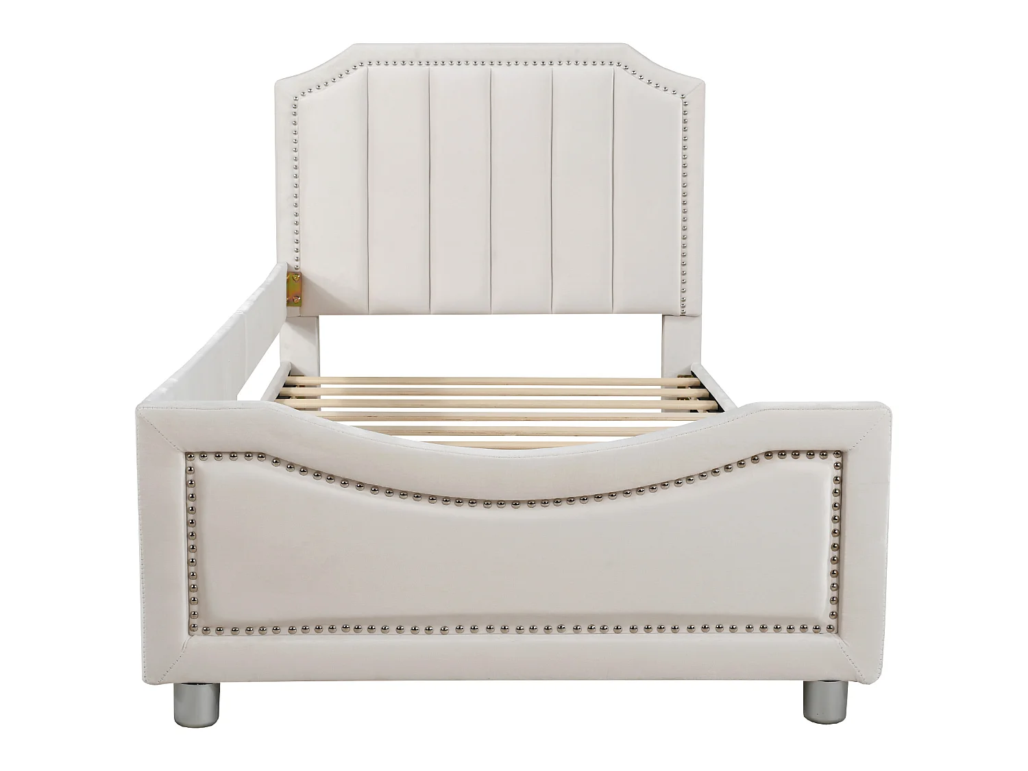 Cama com cabeceira - 90 x 200 cm - tecido flanelado - para criança ou bebê - cor bege