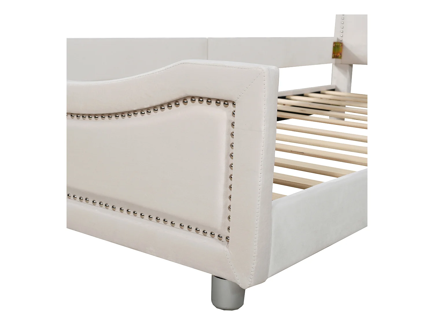 Cama com cabeceira - 90 x 200 cm - tecido flanelado - para criança ou bebê - cor bege