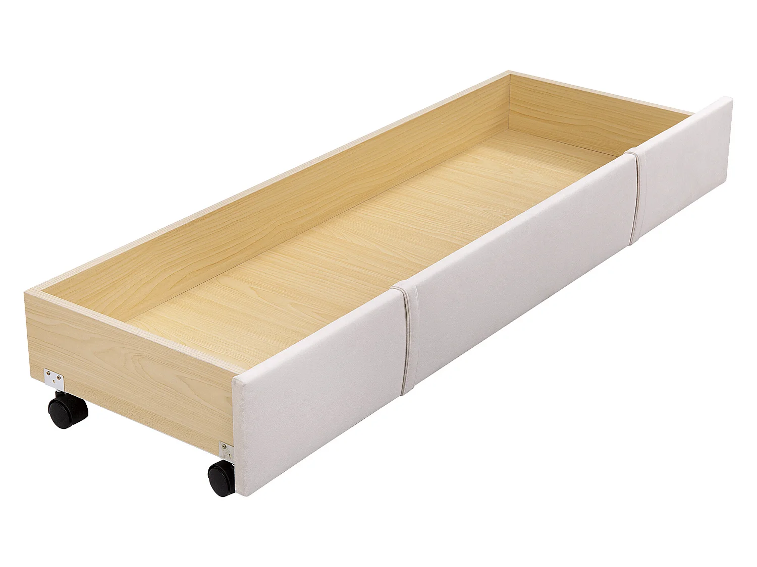 Łóżko z regulowanym zagłówkiem - 140 x 200 cm - duża szuflada - aksamit - kolor naturalny