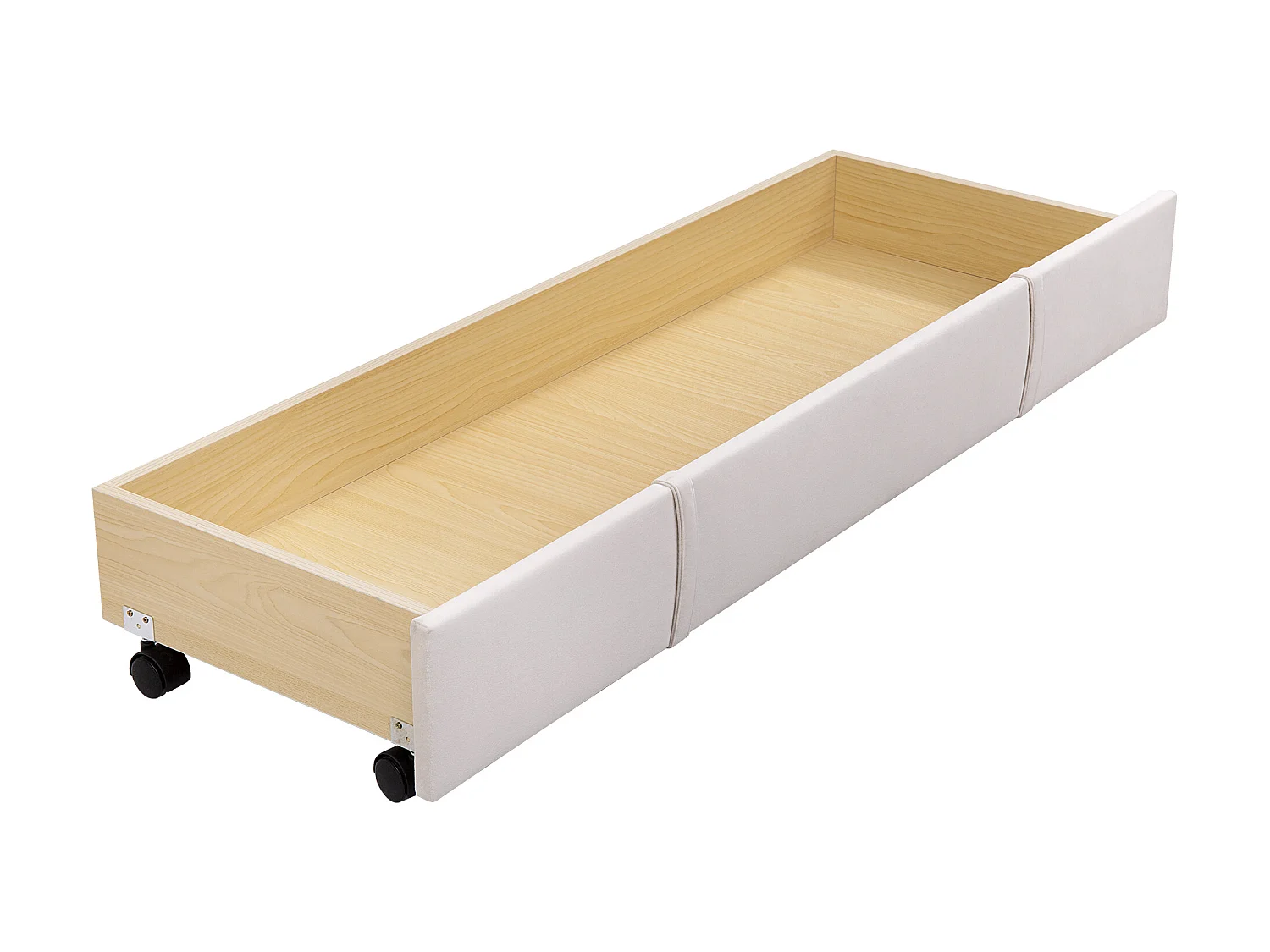 Lit avec tête de lit réglable - 140 x 200 cm - grand tiroir - velours - coloris naturel