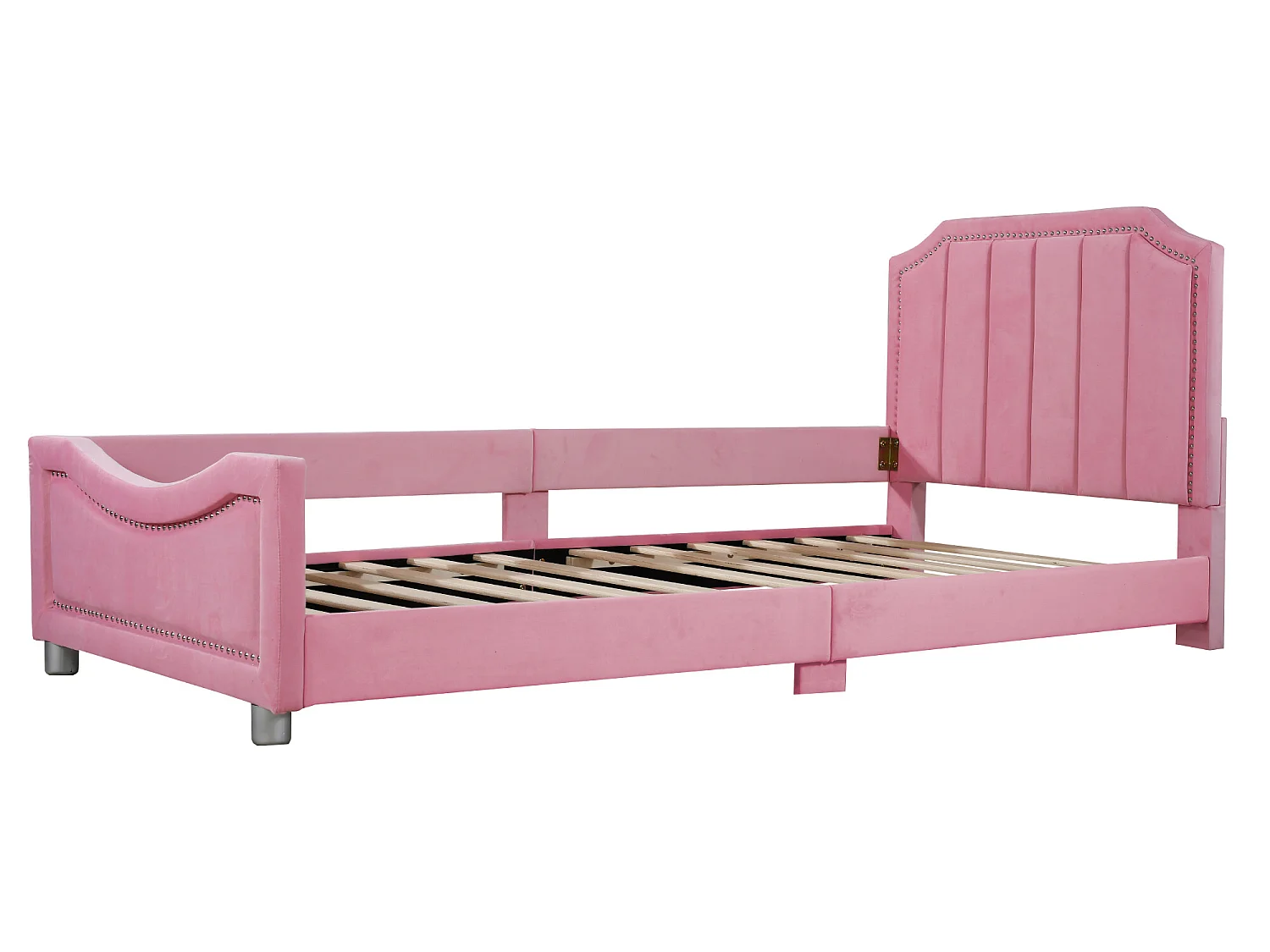 Bed met hoofdeinde - 90 x 200 cm - flanelstof - voor kind of baby - roze kleur