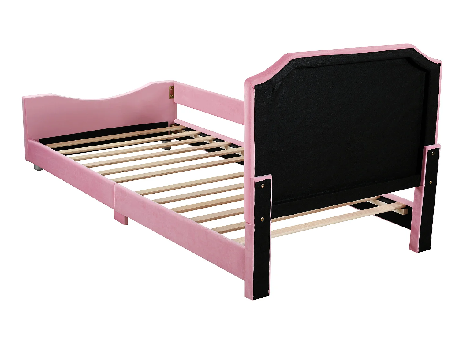 Bed met hoofdeinde - 90 x 200 cm - flanelstof - voor kind of baby - roze kleur