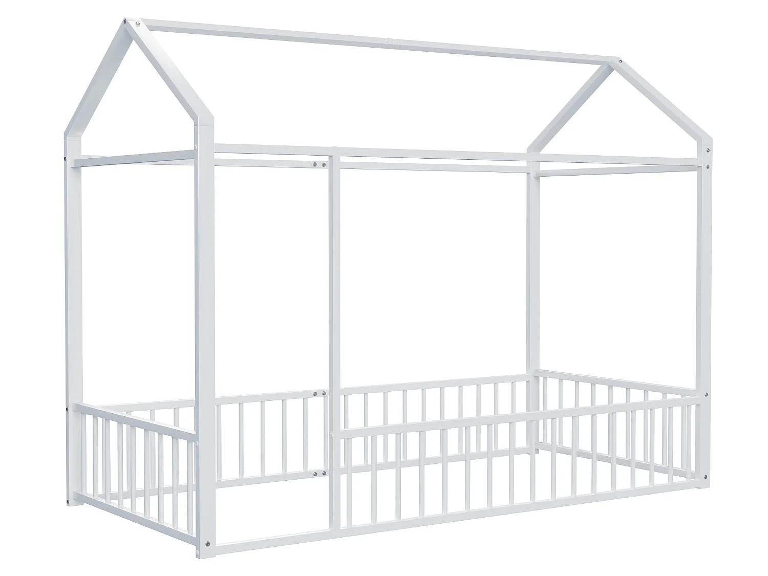 Lit cabane 90 x 200 cm pour enfant - métal - sans sommier - coloris blanc