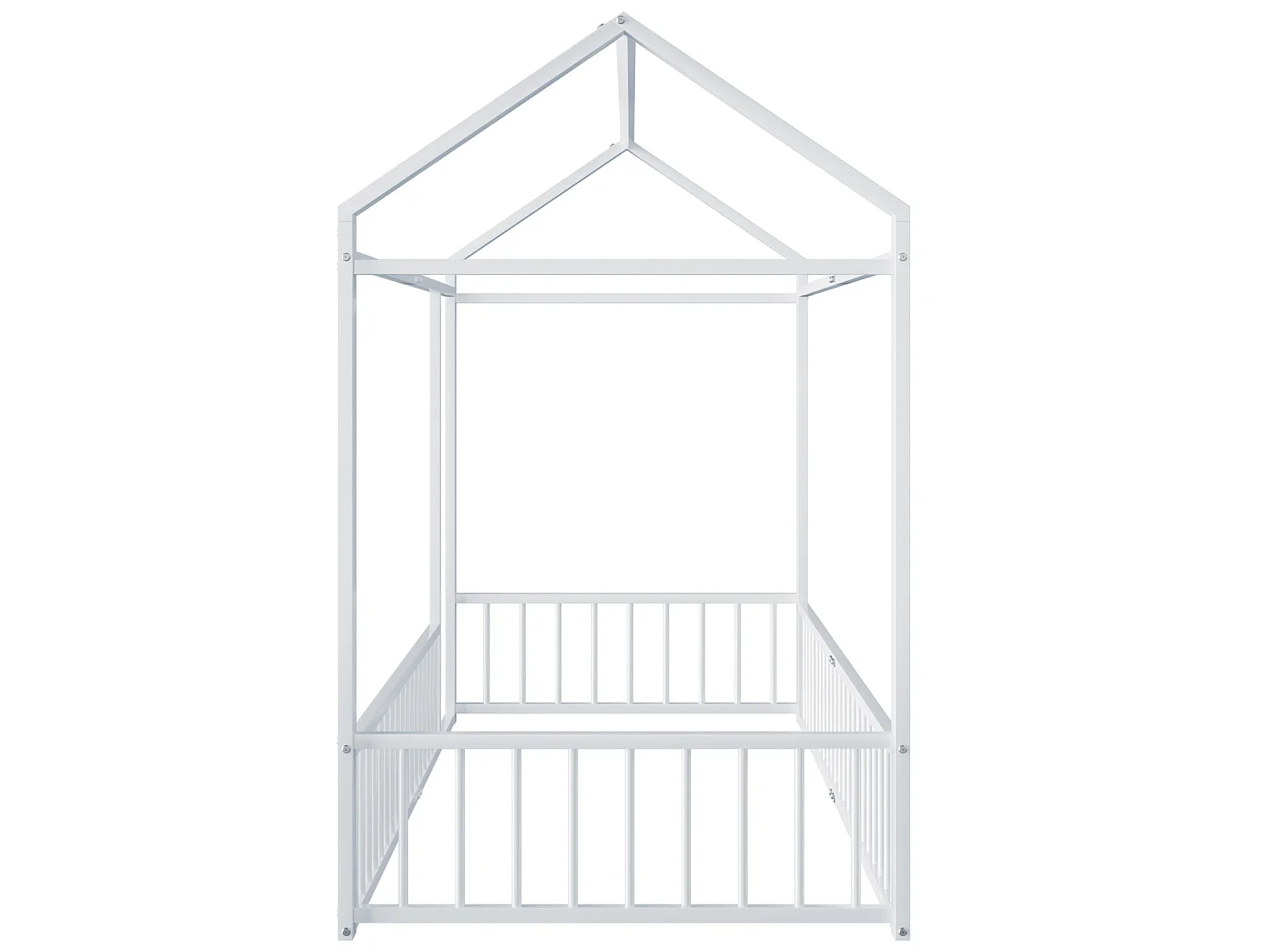Lit cabane 90 x 200 cm pour enfant - métal - sans sommier - coloris blanc