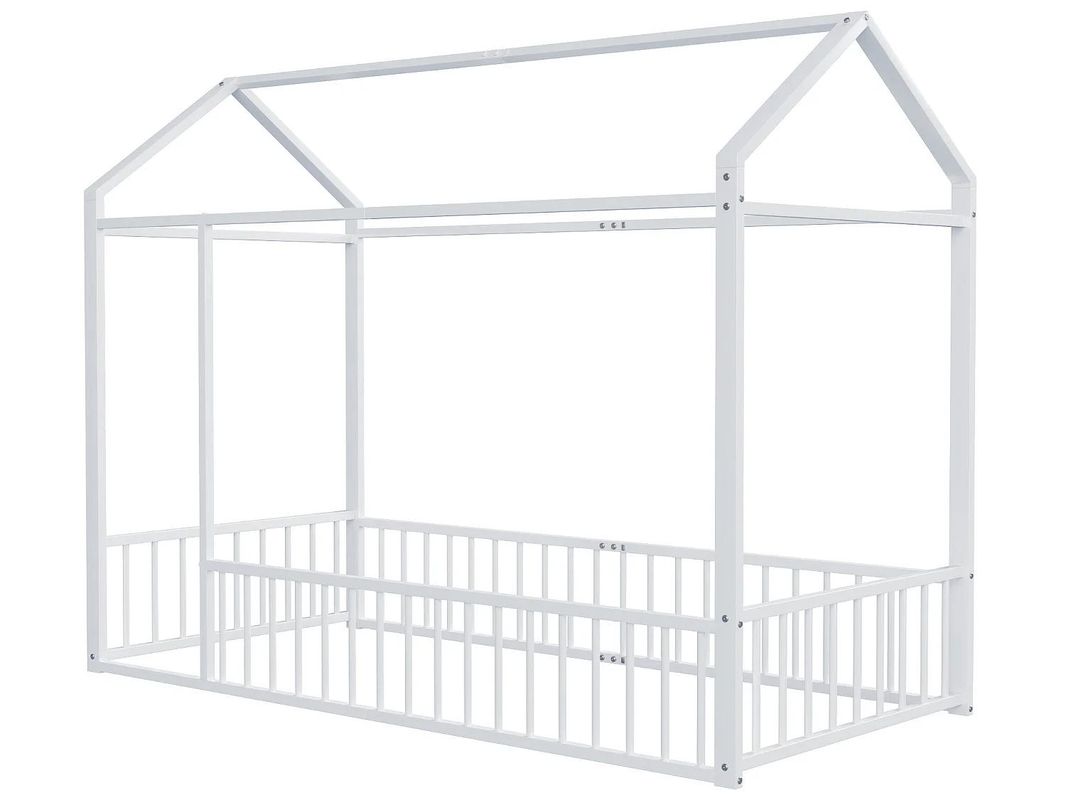 Lit cabane 90 x 200 cm pour enfant - métal - sans sommier - coloris blanc