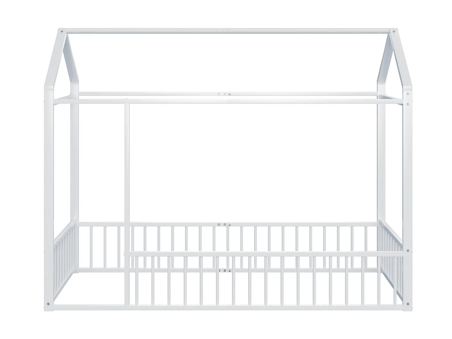 Lit cabane 90 x 200 cm pour enfant - métal - sans sommier - coloris blanc