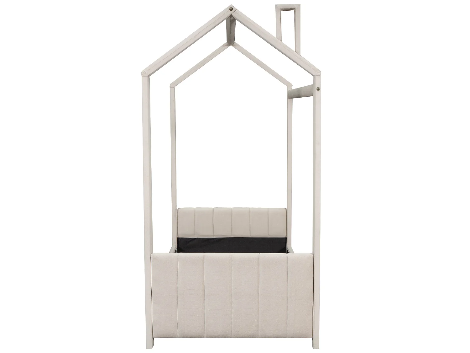 Hochbett mit Kopfteil 90 x 200 cm – mit Samt gepolstert – für Kinder – Farbe Beige