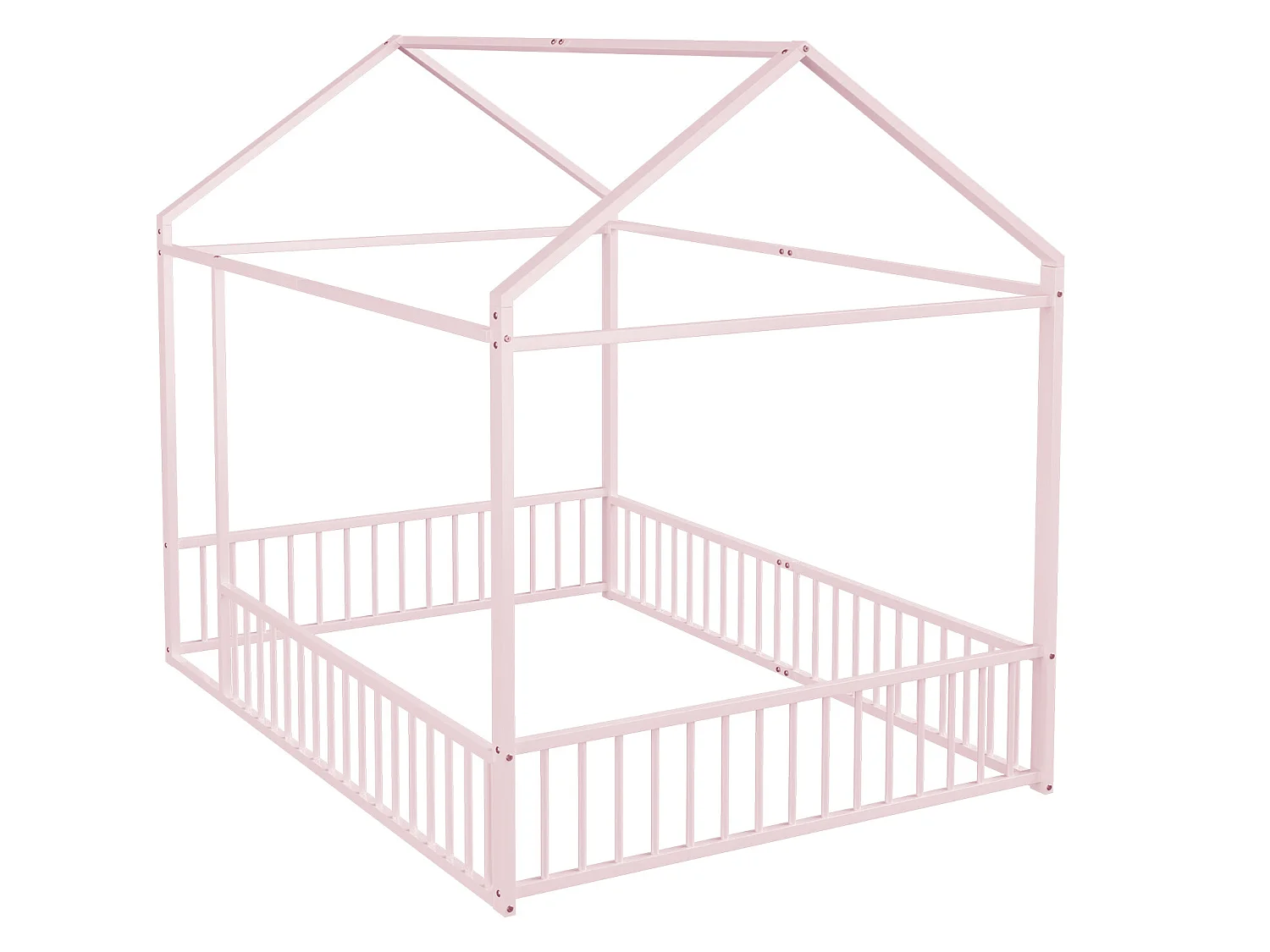 Lit cabane 140 x 200 cm - métal - sans sommier - coloris rose